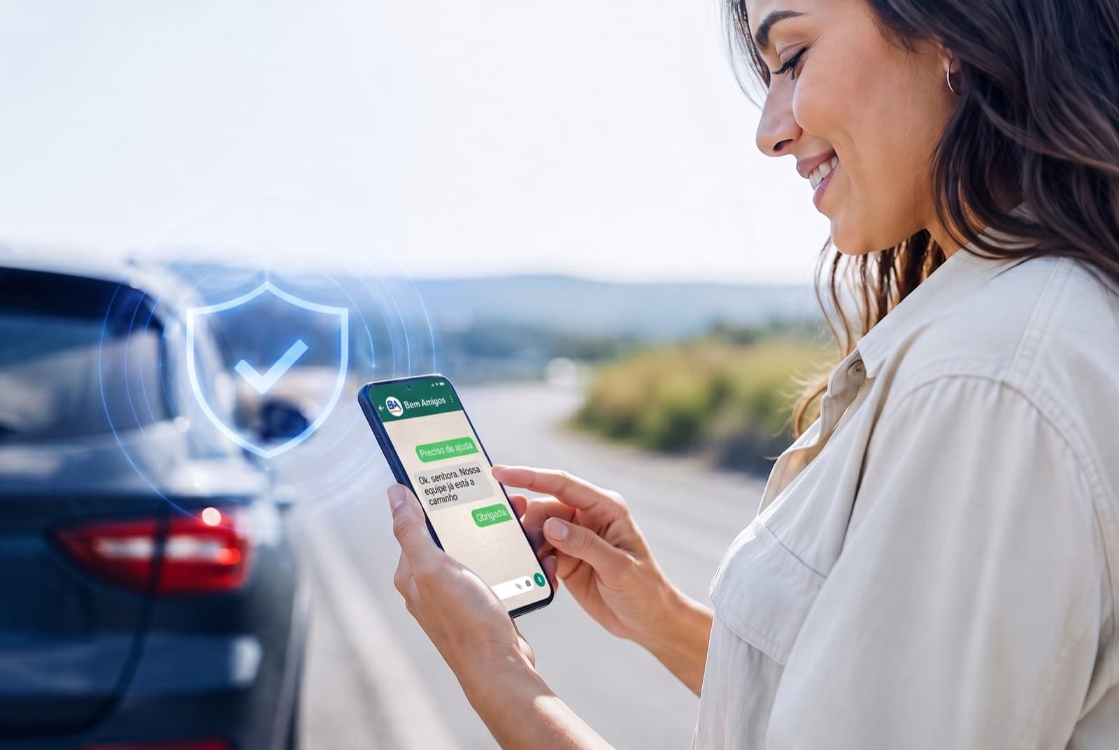 Associada trocando mensagens com a BemAmigos pelo WhatsApp
